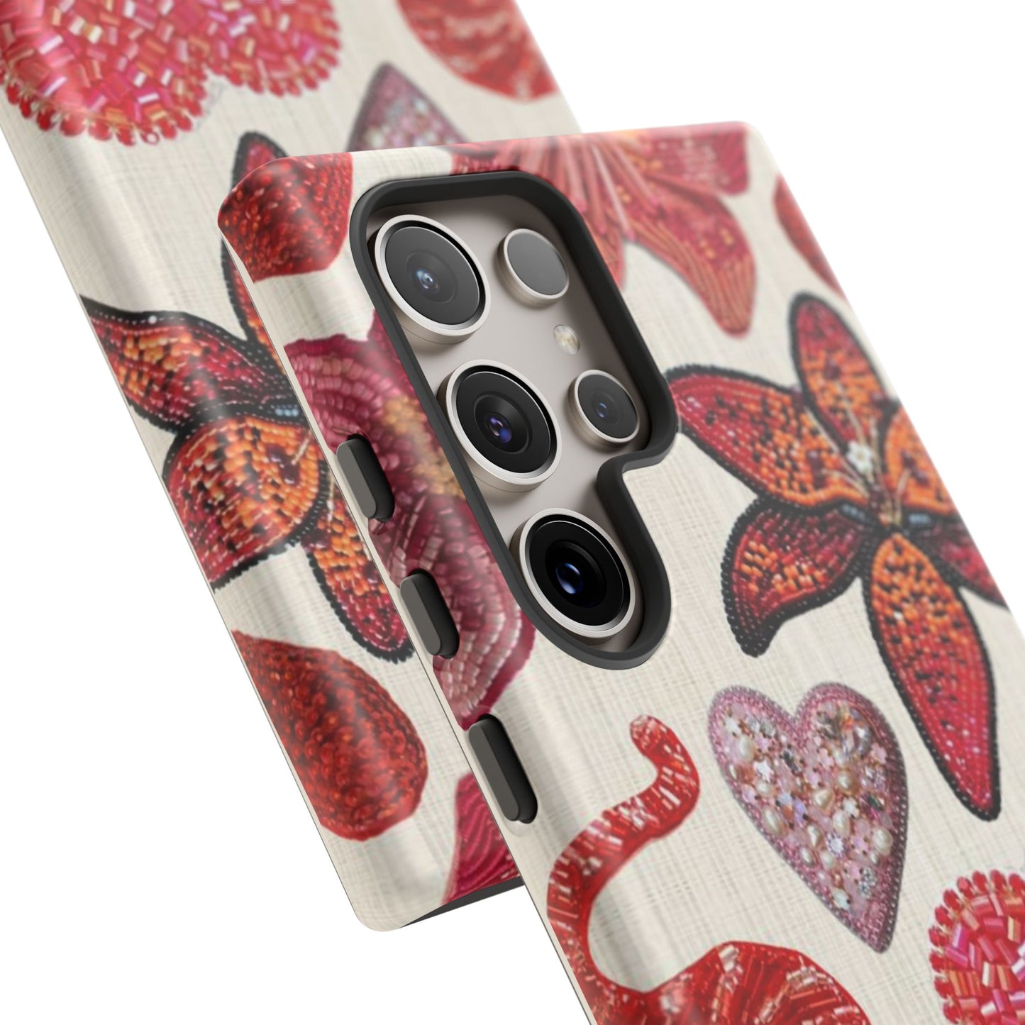 Floral & Heart Pattern Tough Case