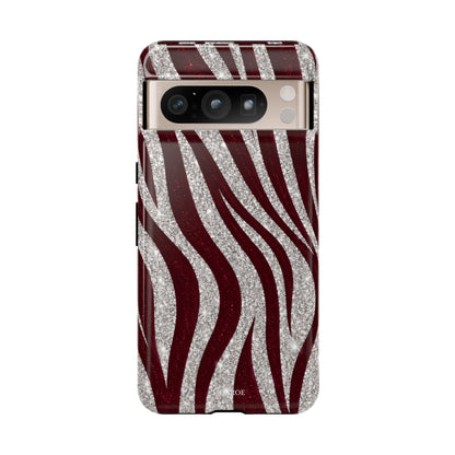 Burgundy Zebra Glitter Tough Case