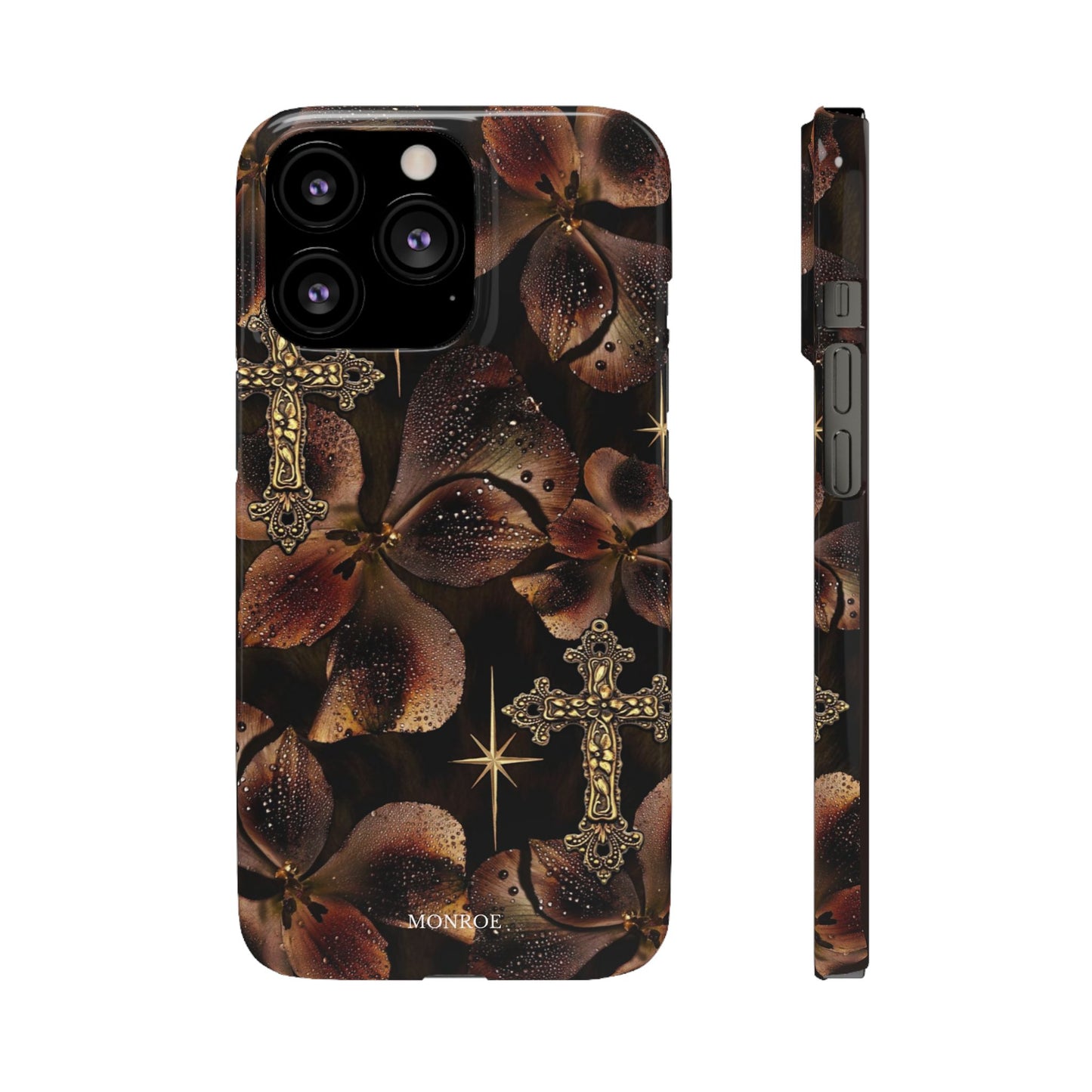 Brown Floral Cross Case