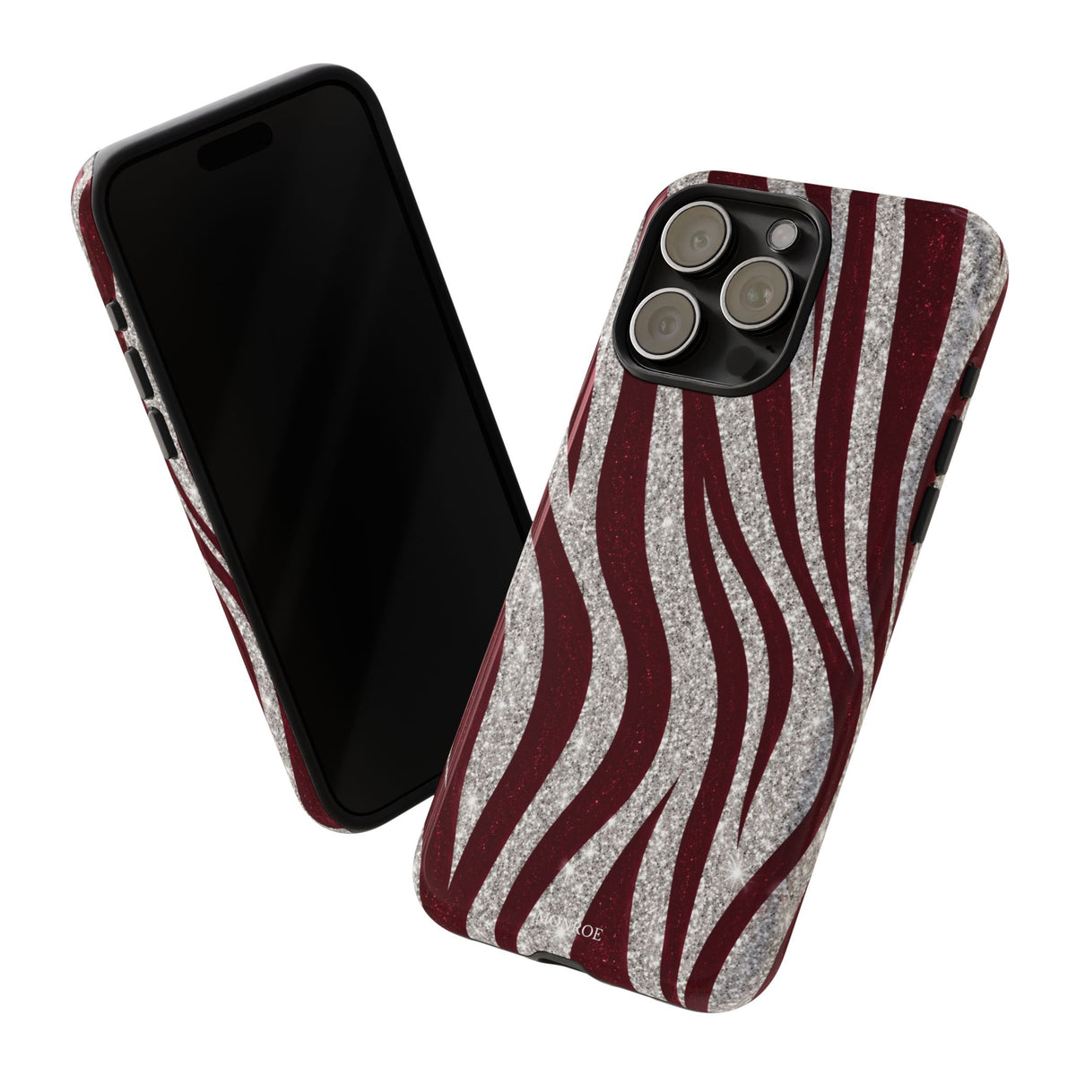 Burgundy Zebra Glitter Tough Case