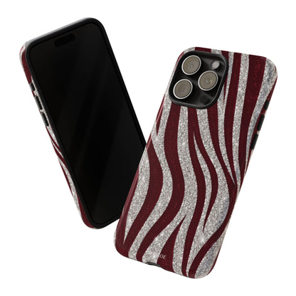 Burgundy Zebra Glitter Tough Case
