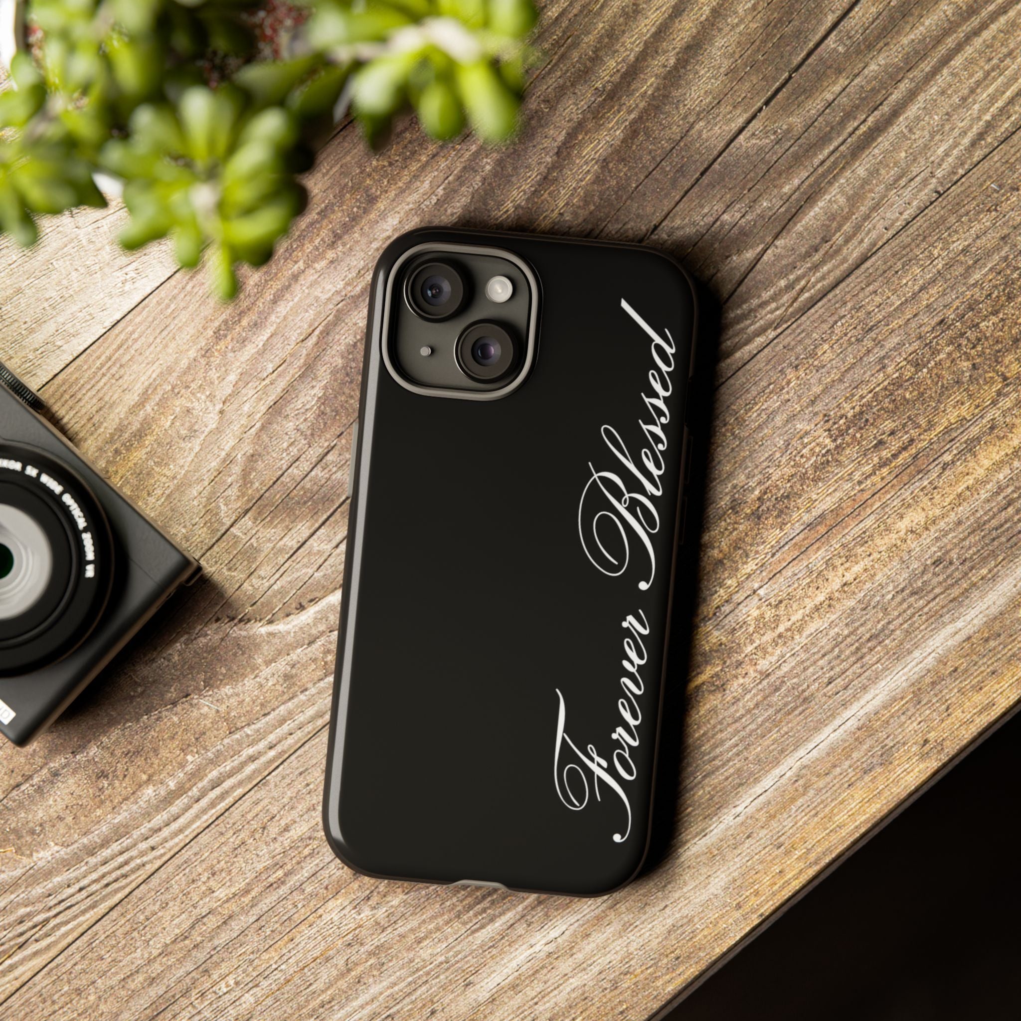 "Forever Blessed" Black Phone Cover