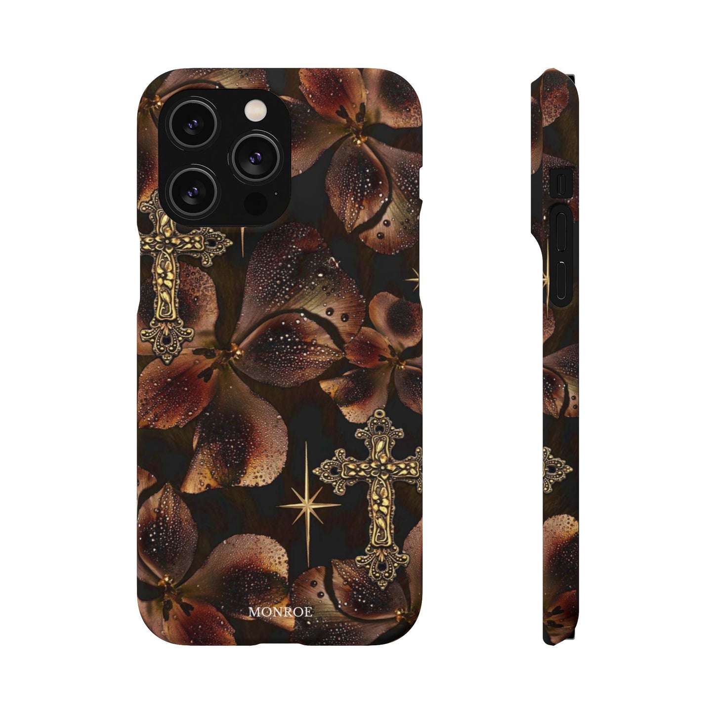 Brown Floral Cross Case