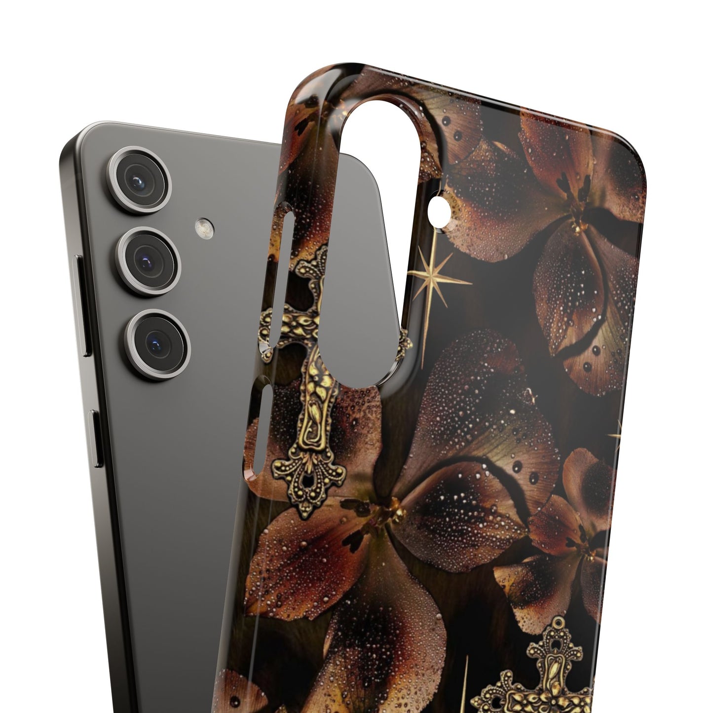Brown Floral Cross Case