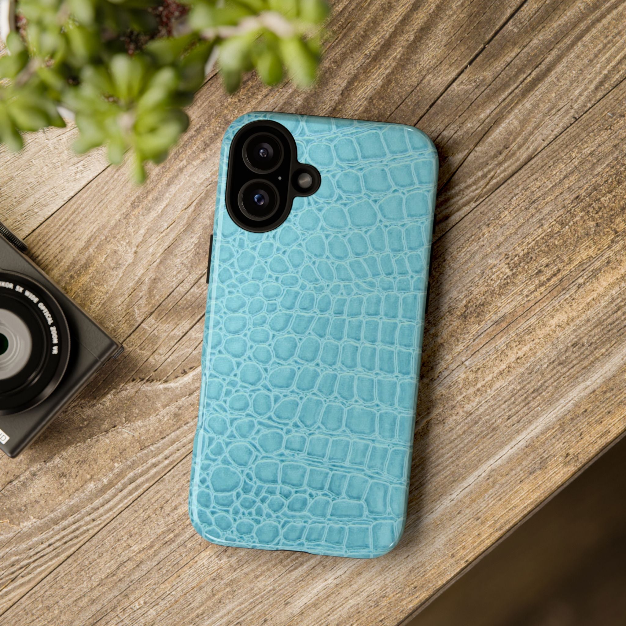 Croc Embossed Turquoise Phone Case