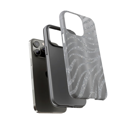 Silver Glitter Zebra Tough Case