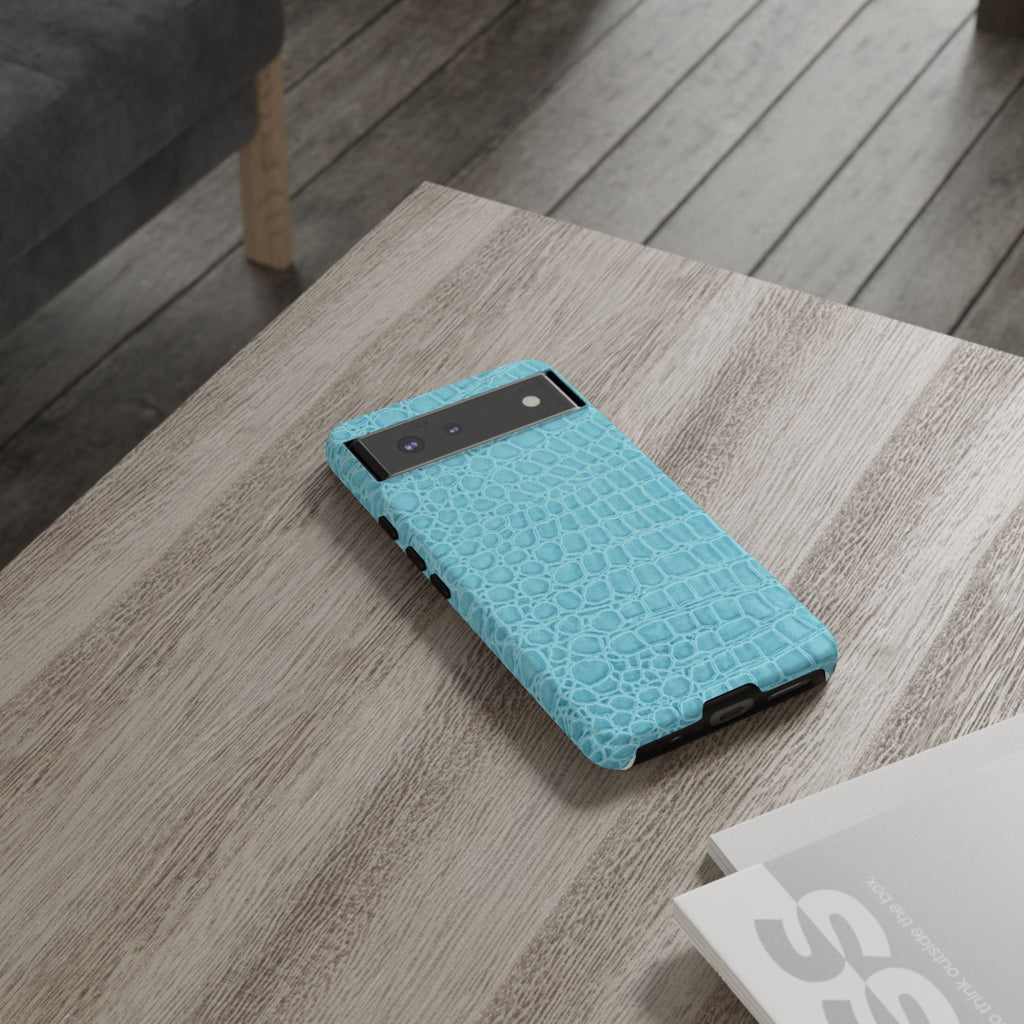 Croc Embossed Turquoise Phone Case