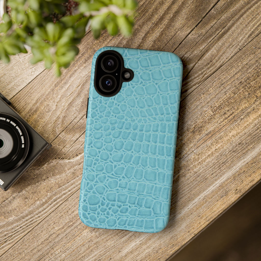 Croc Embossed Turquoise Phone Case