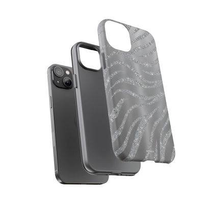 Silver Glitter Zebra Tough Case