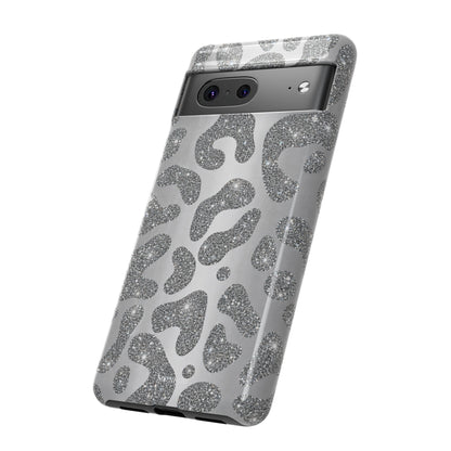 Silver Glitter Leopard Tough Case
