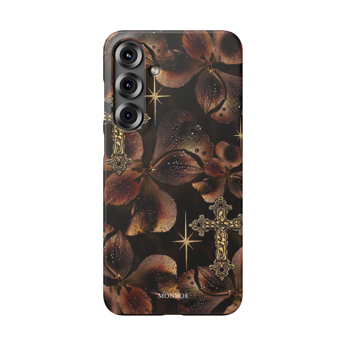 Brown Floral Cross Case