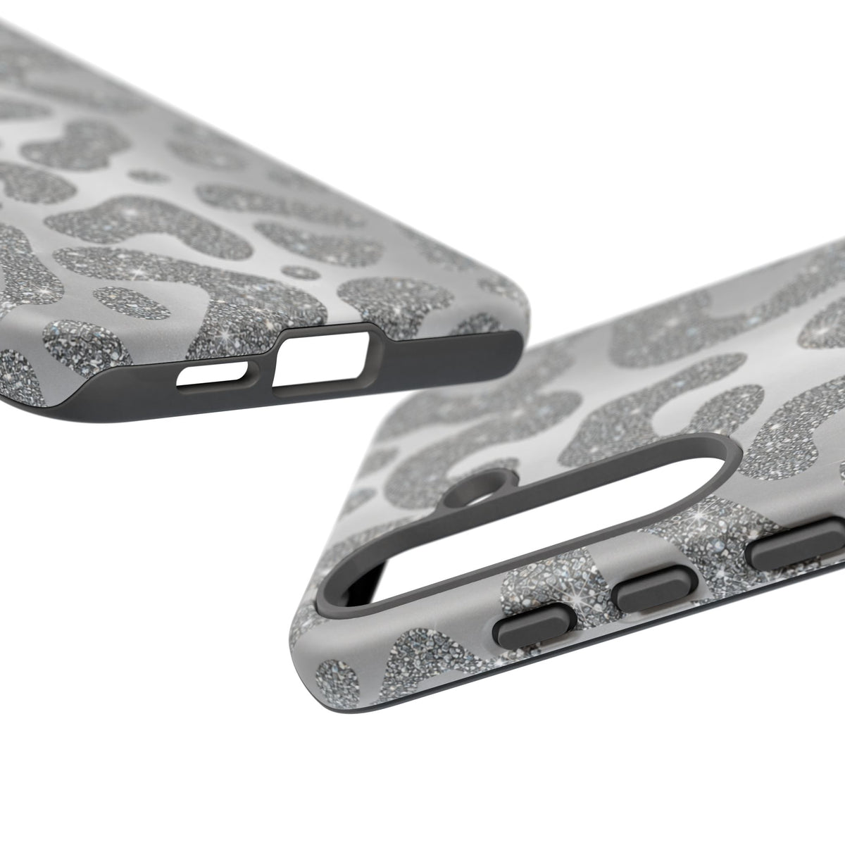 Silver Glitter Leopard Tough Case