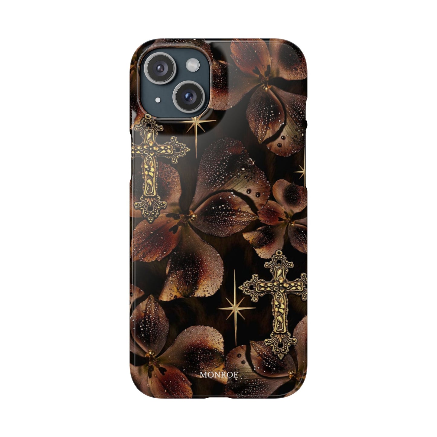 Brown Floral Cross Case