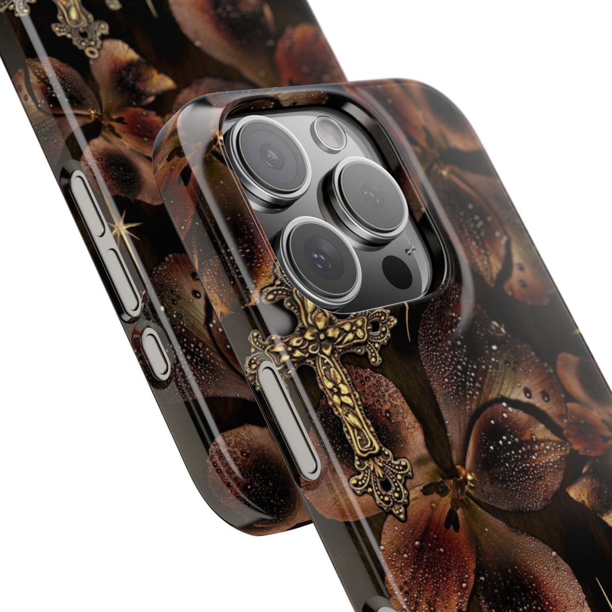 Brown Floral Cross Case