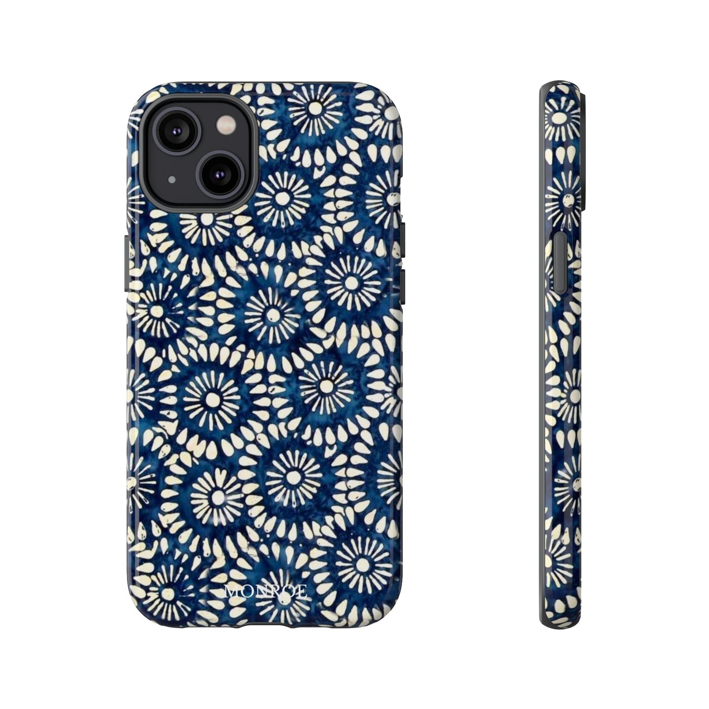Navy Shibori Floral Tough Phone Case