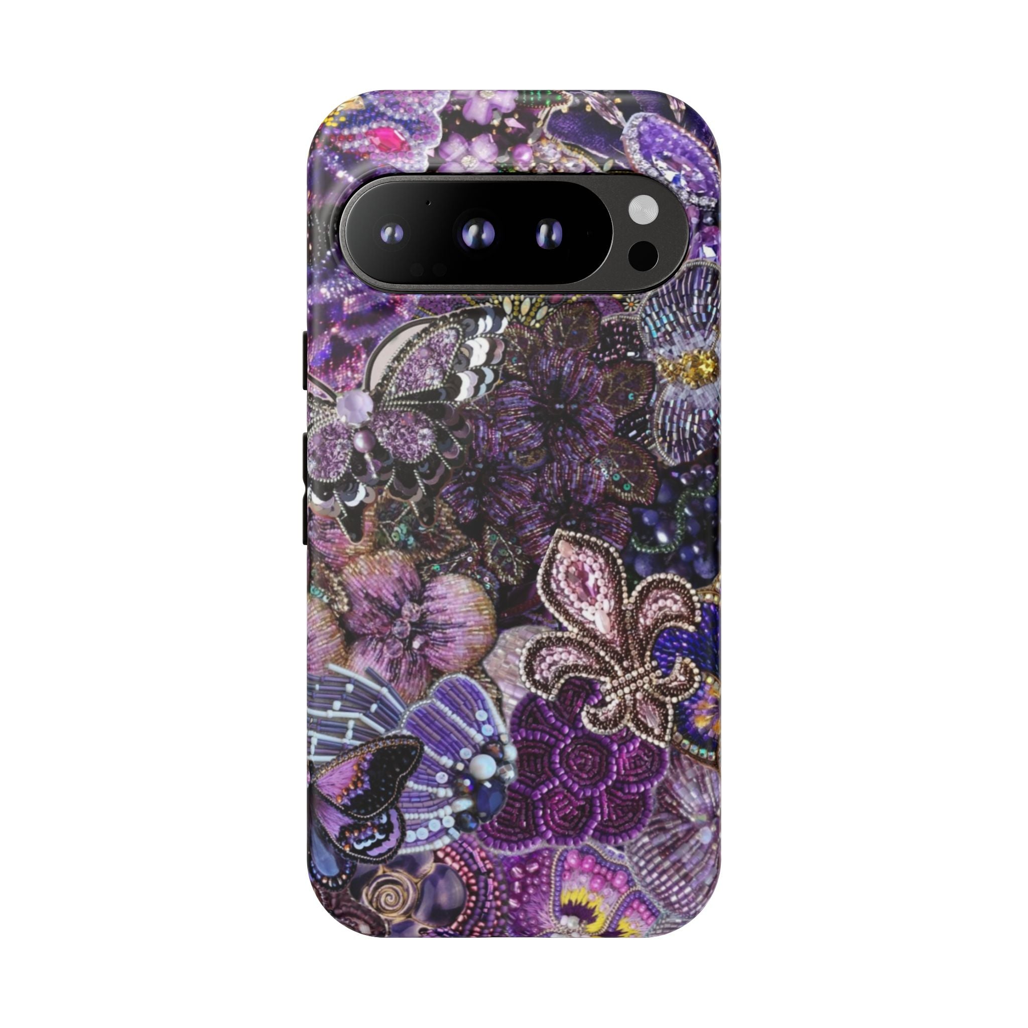 Purple Fleur-de-Lis Floral Tough Phone Case