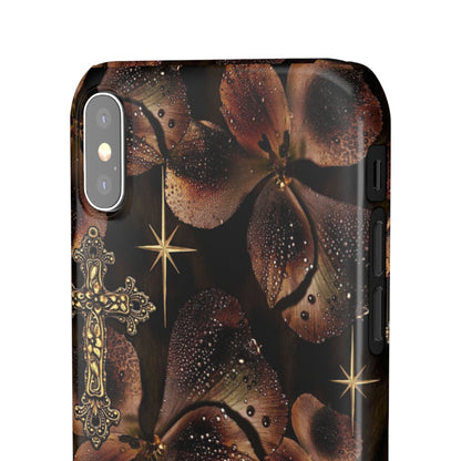 Brown Floral Cross Case