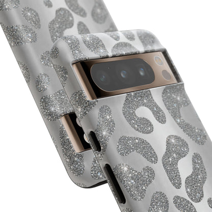 Silver Glitter Leopard Tough Case