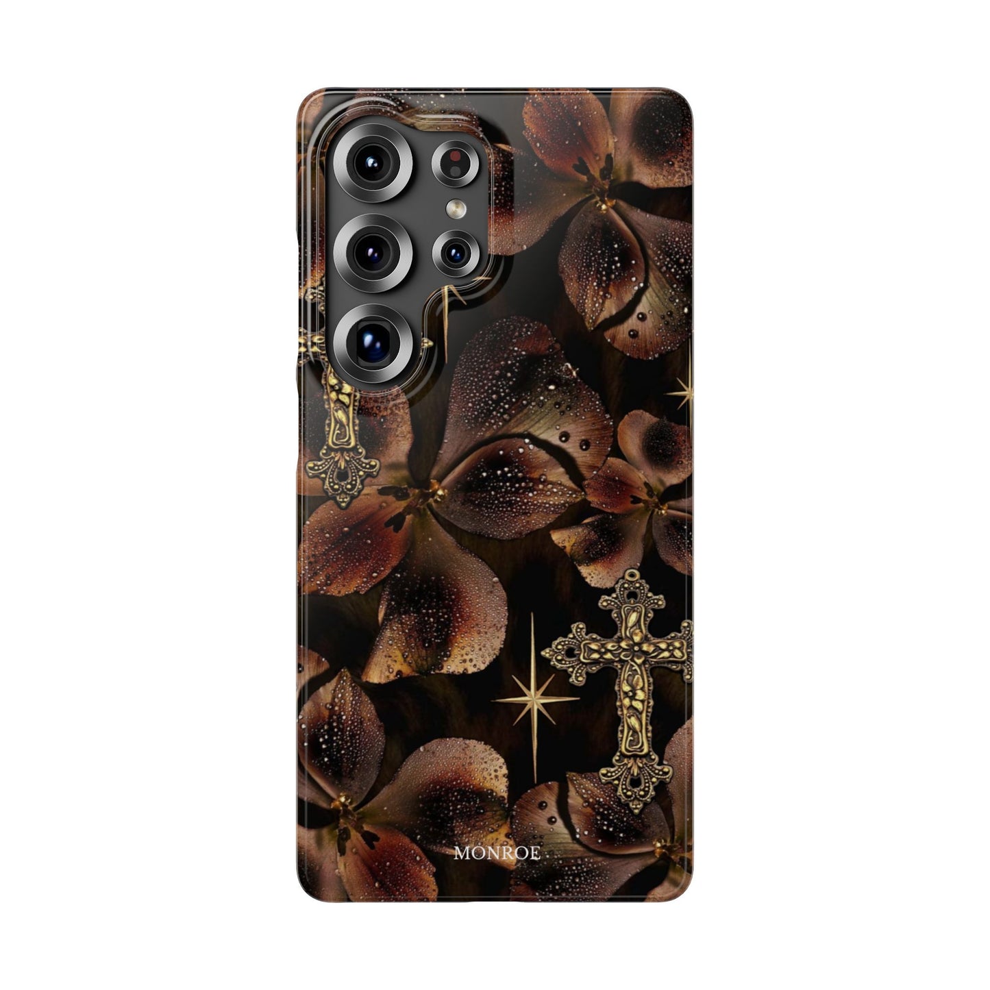 Brown Floral Cross Case