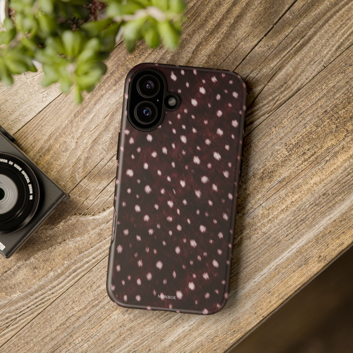 Burgundy Spotted Fur Tough Case