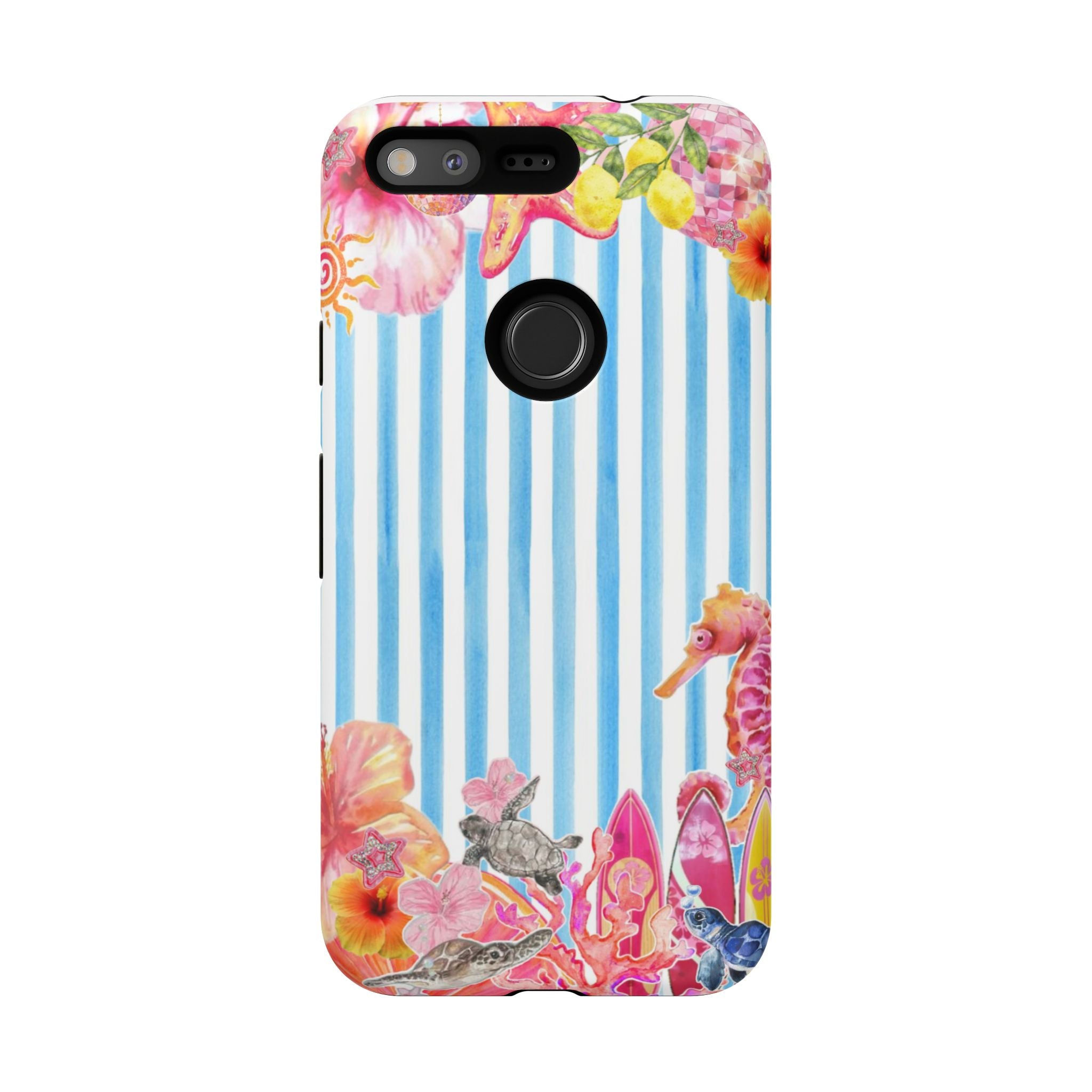 Beach Blue Striped Tough Phone Case