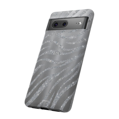 Silver Glitter Zebra Tough Case