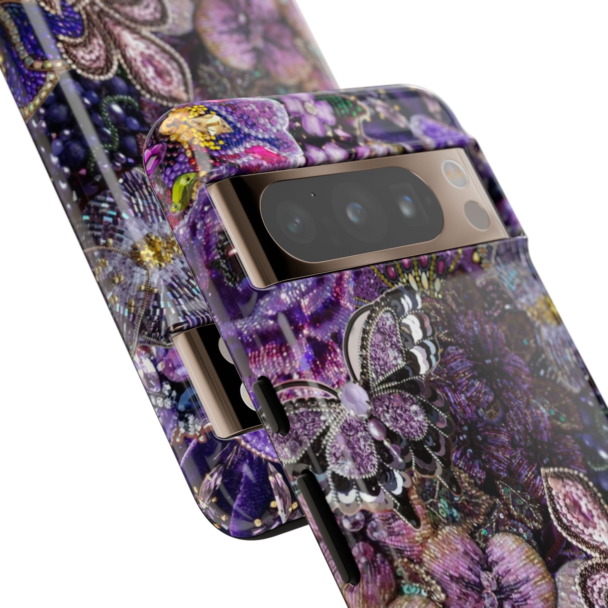 Purple Fleur-de-Lis Floral Tough Phone Case
