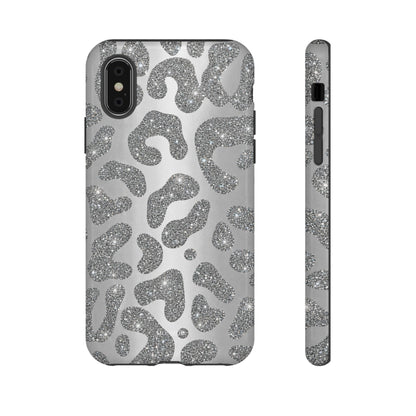 Silver Glitter Leopard Tough Case