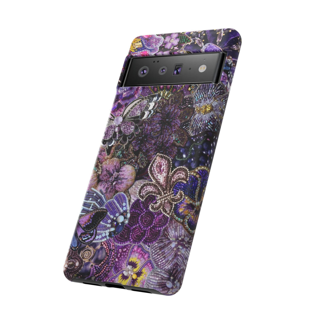 Purple Fleur-de-Lis Floral Tough Phone Case