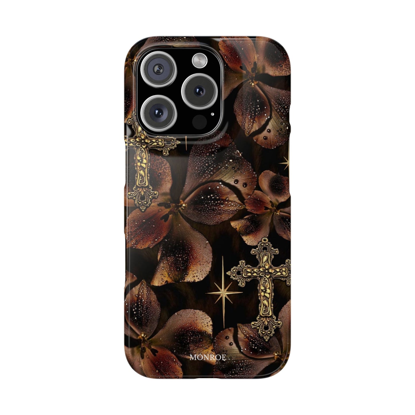 Brown Floral Cross Case
