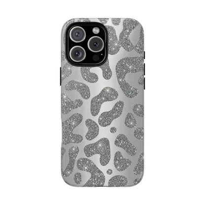 Silver Glitter Leopard Tough Case