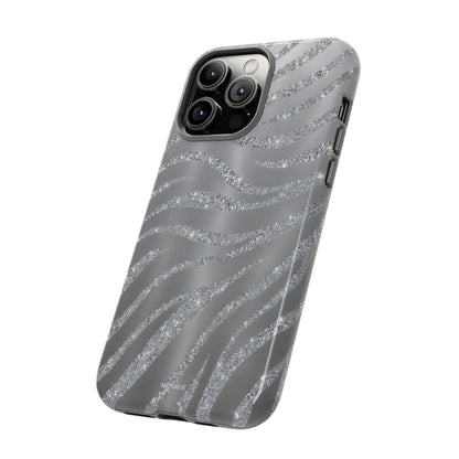 Silver Glitter Zebra Tough Case