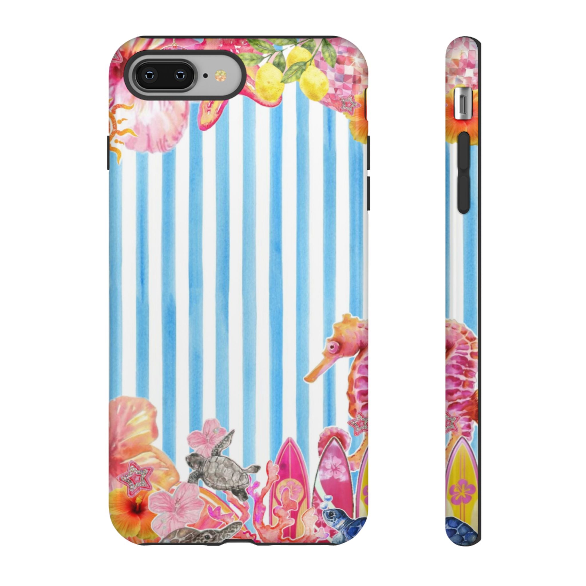 Beach Blue Striped Tough Phone Case