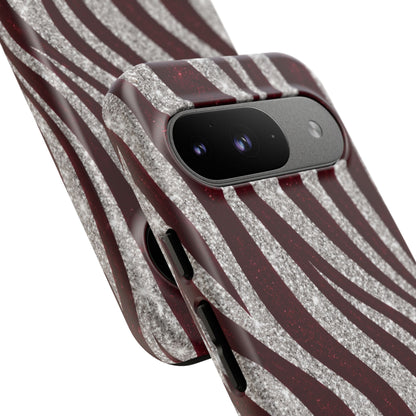 Burgundy Zebra Glitter Tough Case