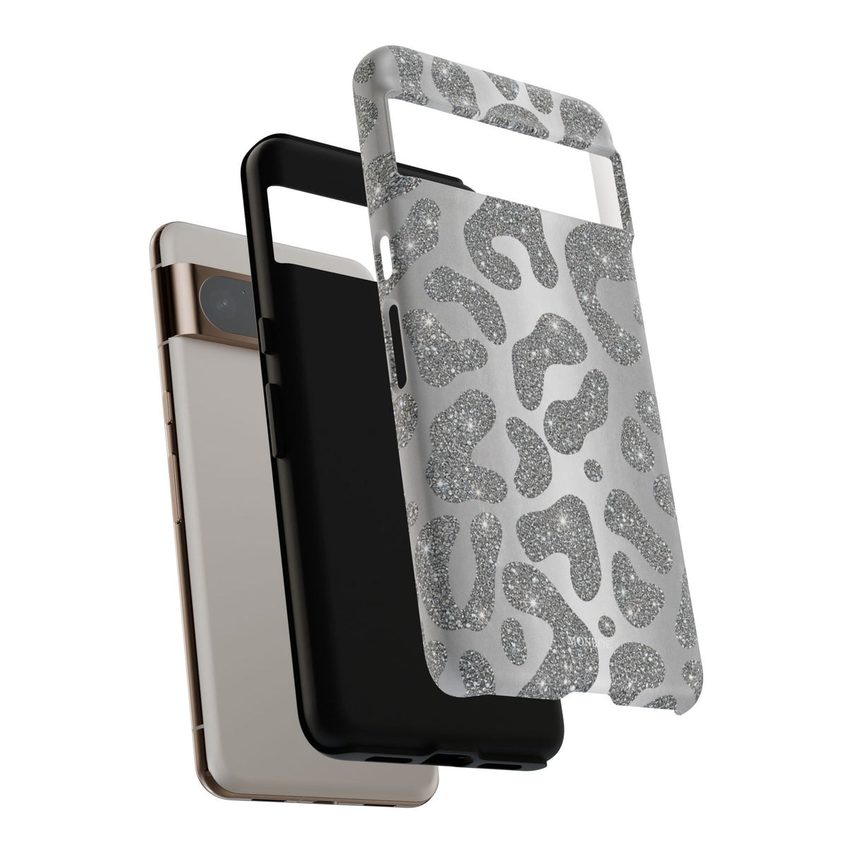 Silver Glitter Leopard Tough Case