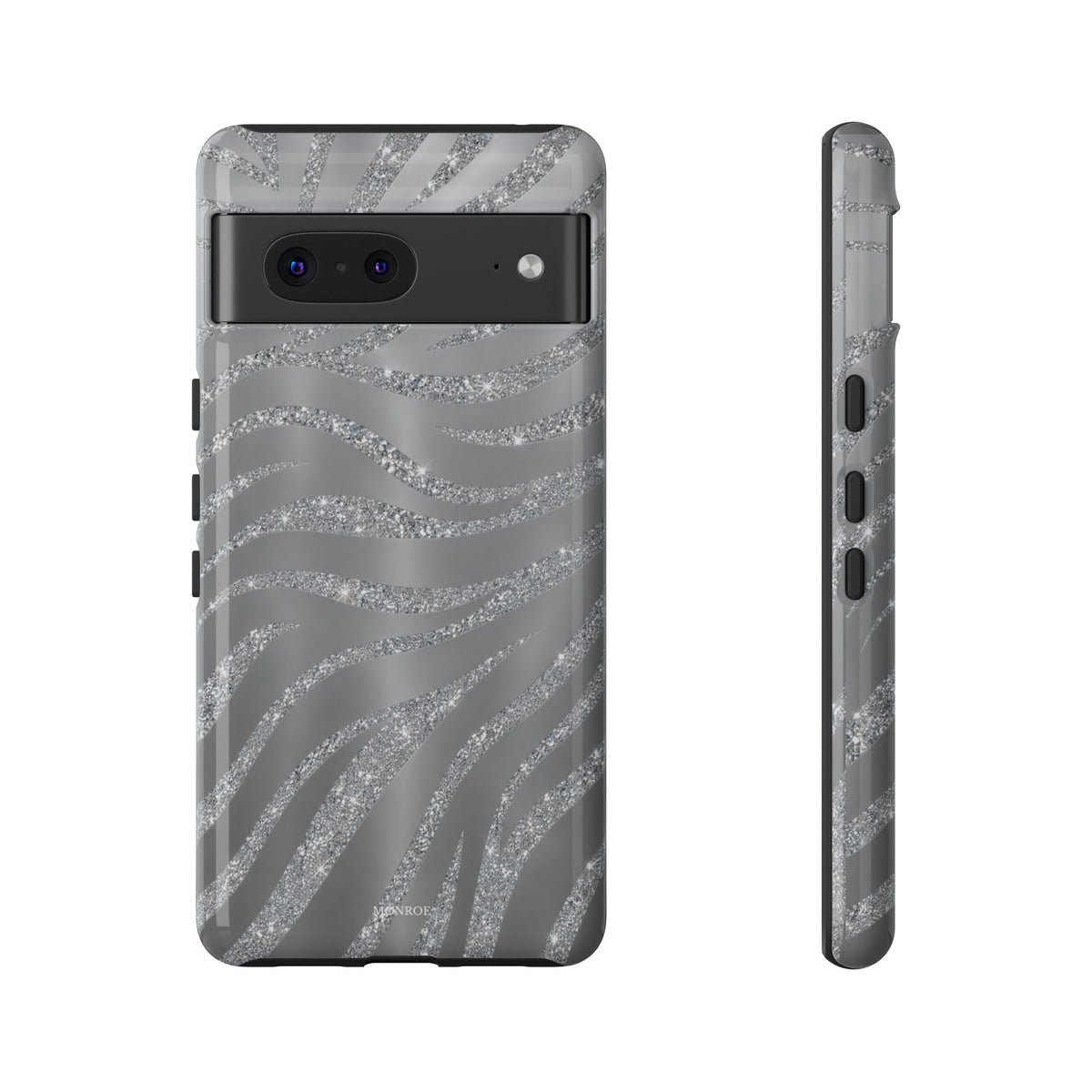 Silver Glitter Zebra Tough Case