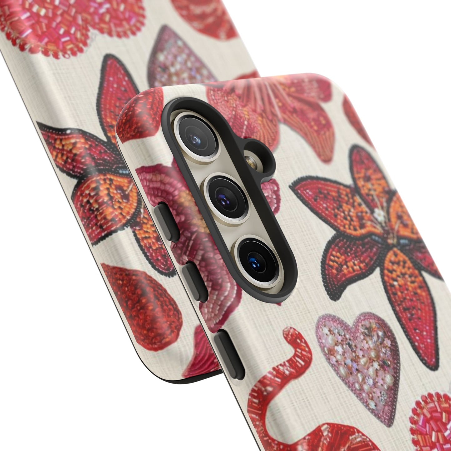 Floral & Heart Pattern Tough Case