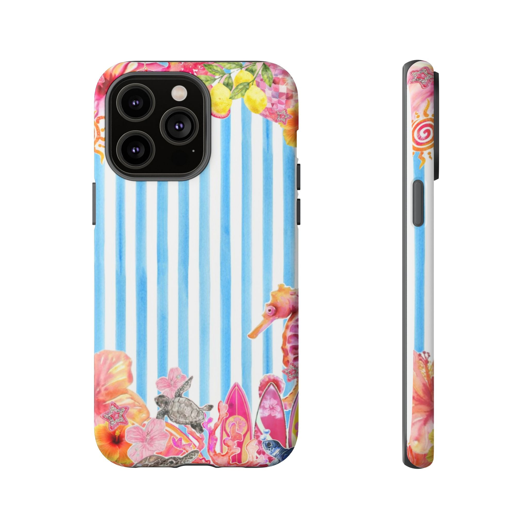 Beach Blue Striped Tough Phone Case