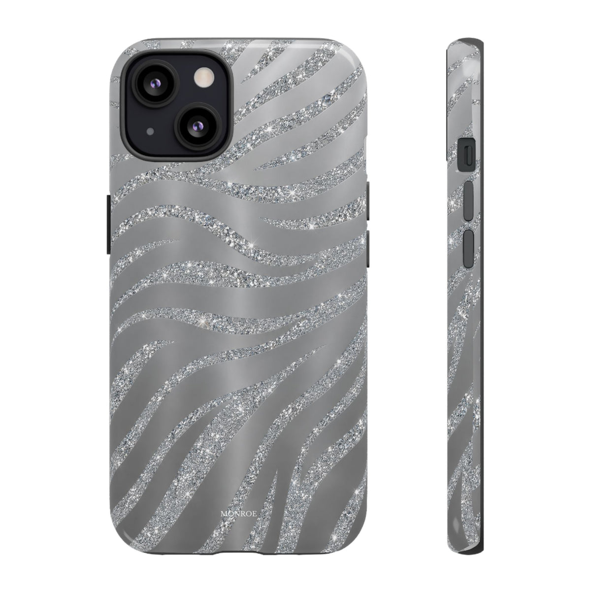 Silver Glitter Zebra Tough Case