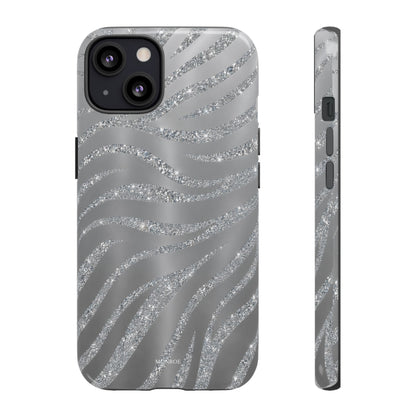 Silver Glitter Zebra Tough Case