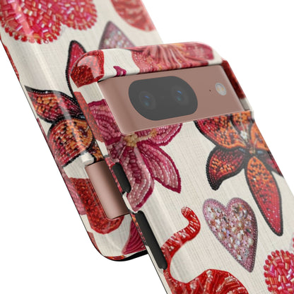 Floral & Heart Pattern Tough Case