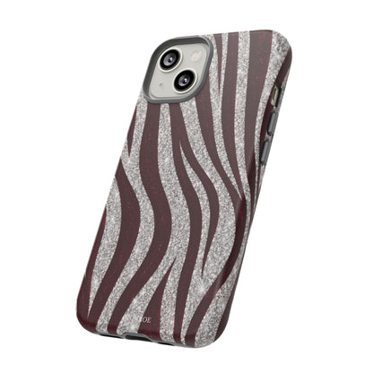 Burgundy Zebra Glitter Tough Case