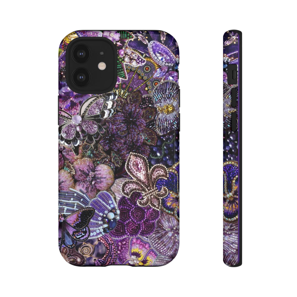 Purple Fleur-de-Lis Floral Tough Phone Case