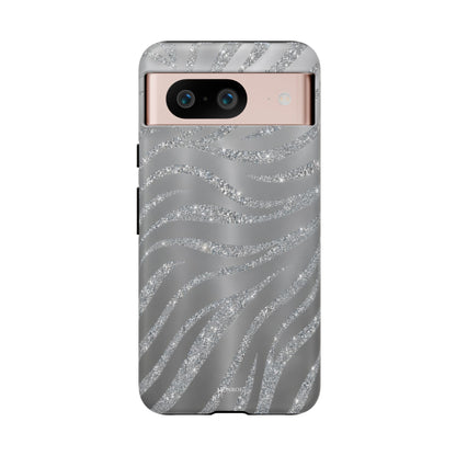 Silver Glitter Zebra Tough Case