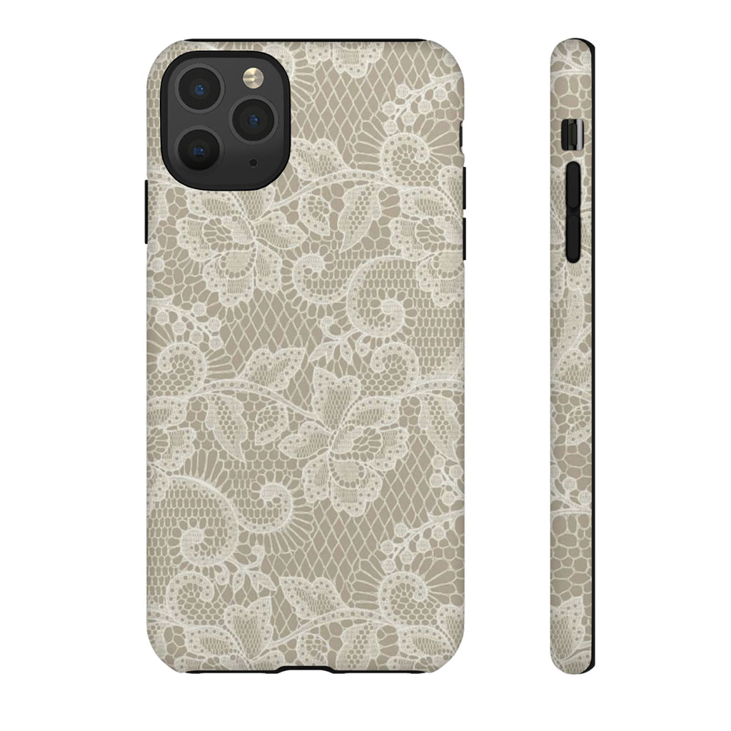 White Lace Pattern Tough Phone Case