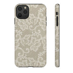White Lace Pattern Tough Phone Case