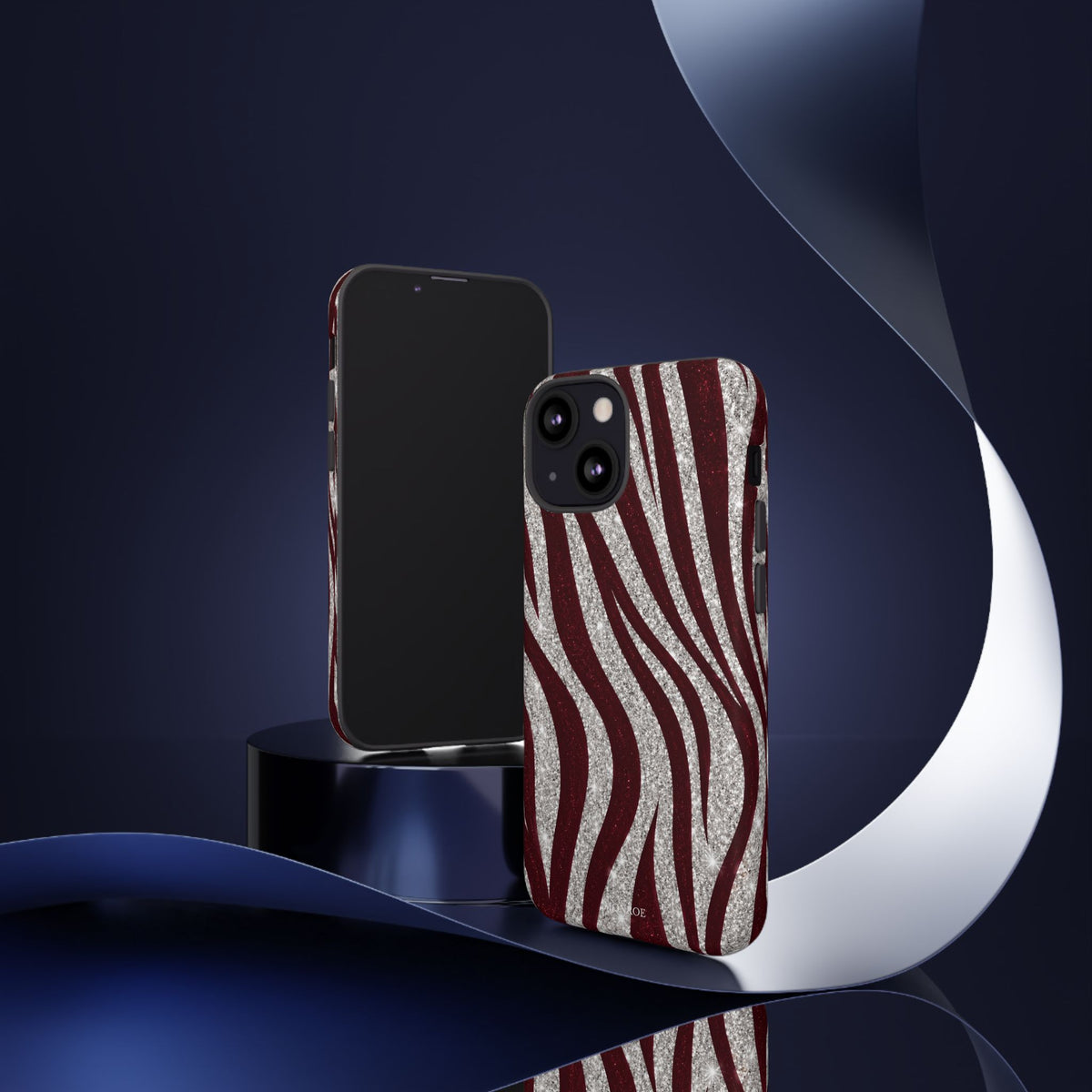 Burgundy Zebra Glitter Tough Case