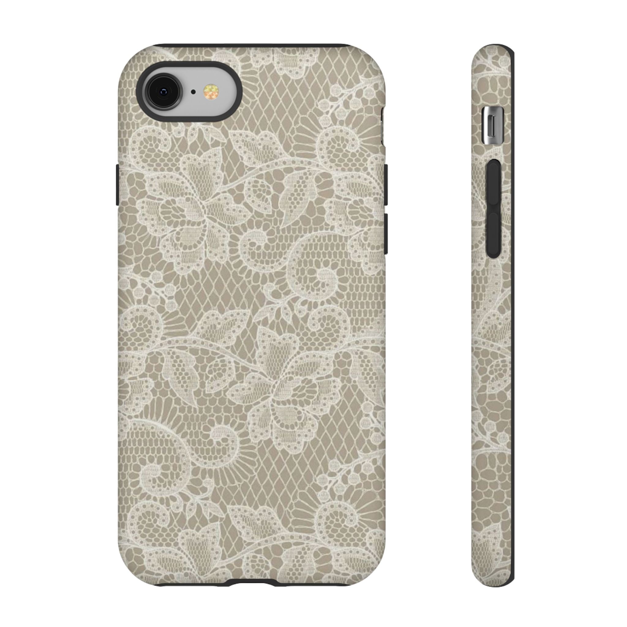 White Lace Pattern Tough Phone Case