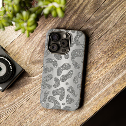 Silver Glitter Leopard Tough Case