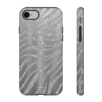Silver Glitter Zebra Tough Case